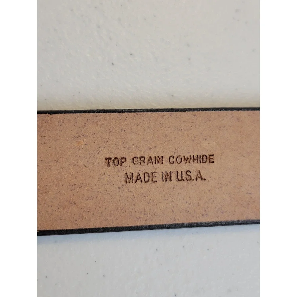 Top Grain Cowhide Leather Belt‎ Gold Buckle Brown Mens Size 40 Made USA